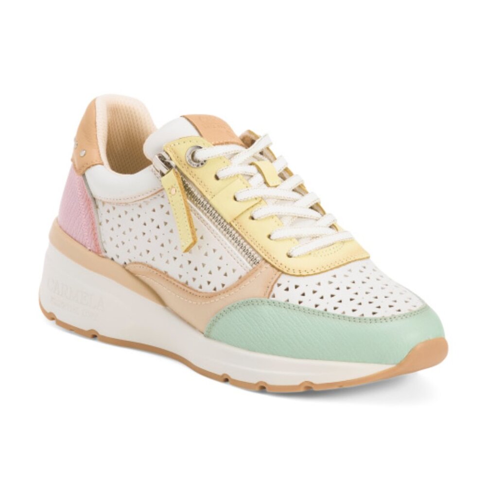 CARMELA Made In Spain Leather Sneakers With Side Zipper